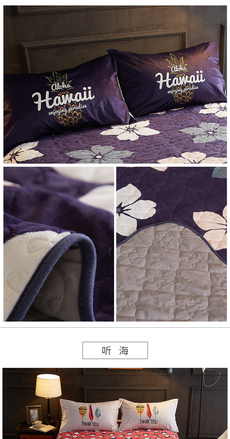 Shu Yisi mùa đông pha lê nhung trải giường đơn mảnh quilted quilted dày mùa đông nệm chống trượt drap bọc nệm