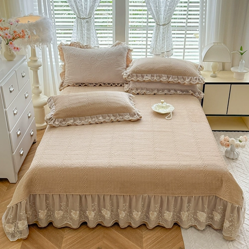 Демисезонная коралловая нескользящая утепленная простыня, комплект, 3 предмета