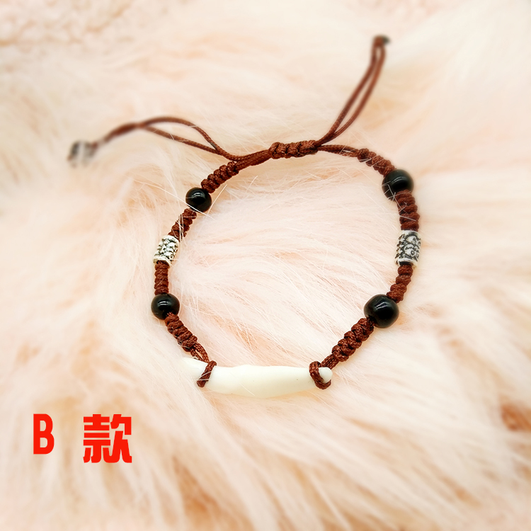 Spike hình vòng đeo tay cho nam giới và phụ nữ Vòng chân đỏ dệt dây chó Tây Tạng chính hãng xương đen chó răng đồ trang sức chăm sóc cơ thể - Vòng chân vòng chân