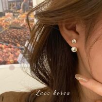 Zircon front and rear ear studs autumn and winter womens high-end temperament earrings all-match simple and cool style earrings 2022 new