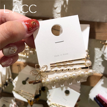 South Korea Dongdaemun imported pearl hairpin socialite flower rhinestone hairpin one-word clip hairpin hair accessories