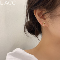 South Korea Dongdaemun 925 silver needle love pearl two small personality earrings to sleep without removing earrings