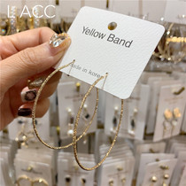 South Korea Dongdaemun imported YELLOW metal large earrings bright gold matte earring 2019 spring minimalist female earrings