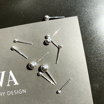 Japan and South Korea 925 sterling silver Doudou small ball stud earrings simple and all-match European and American personality mini mens and womens ear bone nails