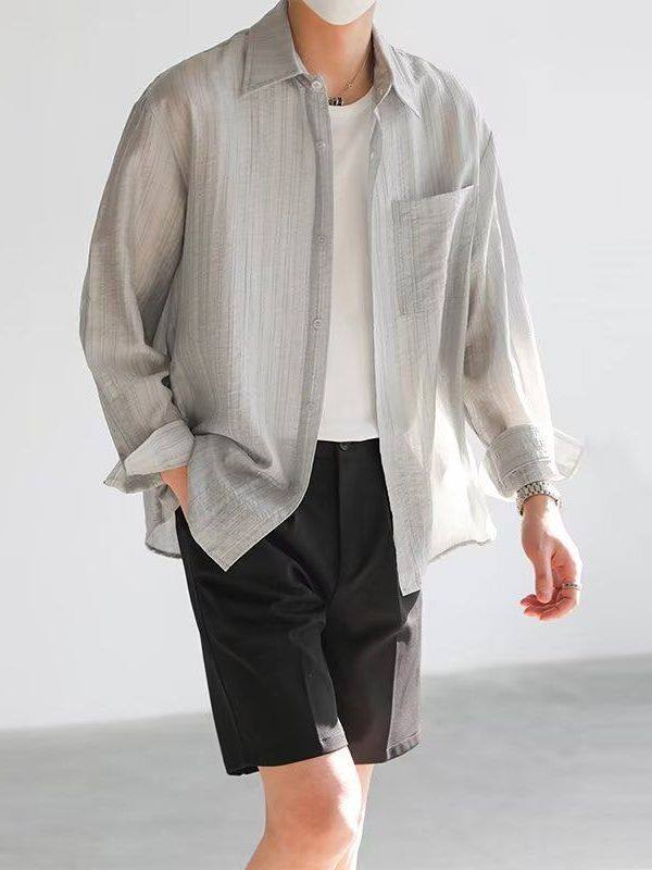 Men's Summer UV Protection Button Down Shirt – Breathable Loose Fit, Non-Iron, Long Sleeve Casual Thin Jacket for Hot Weather