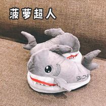 Shark shoes shoes lovers plus velvet warm bread shoes Cartoon plus velvet thick shake sound spoof A cone cotton shoes
