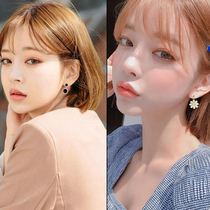 Simple earrings female net red burst sun flower pearl burst earrings round face temperament net red temperament earrings fashion