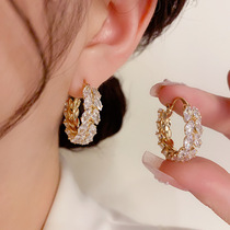 Fashion Delicacy Advanced Sensation Zircons Wheat Ears Ring Ear Button Female Temperament Small CrowdDesign Light Extravagant Atmosphere Earrings Earrings