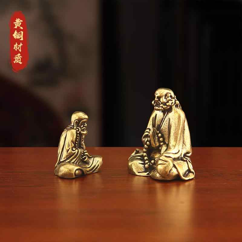 彩文堂】收集品 銅製鍍金 達摩祖師像 重1.83kg A0418