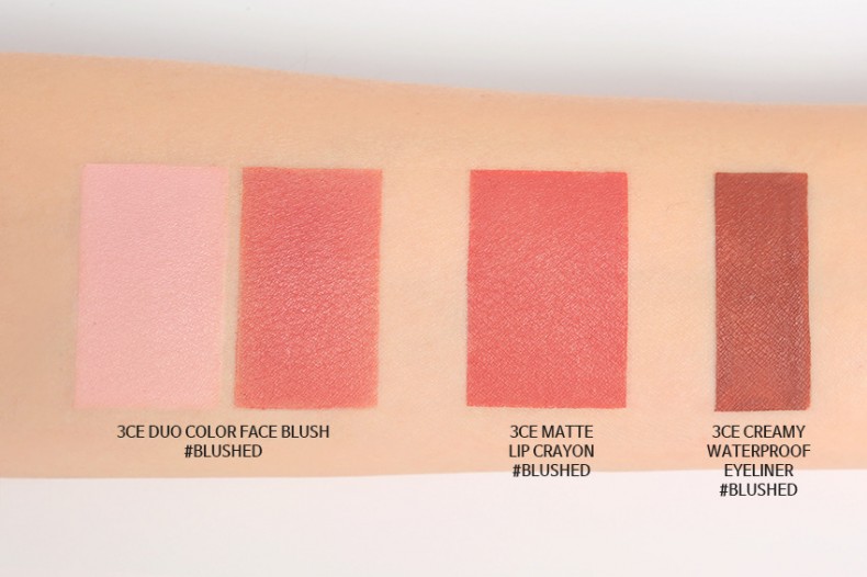 STYLENANDA Official 3CE BLUSHED KIT Má hồng Kẻ mắt Lip Makeup Set MLBB Bìa cứng bảng mắt huda beauty