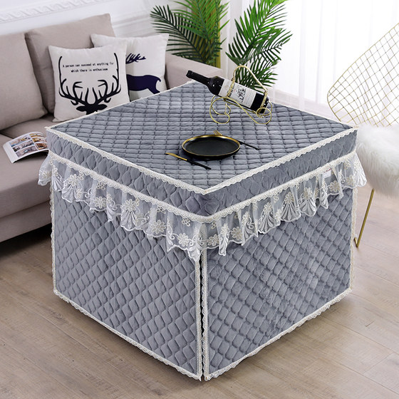 Dutch velvet lace fire table cover thick square crystal velvet mahjong machine cover embroidered electric stove cover