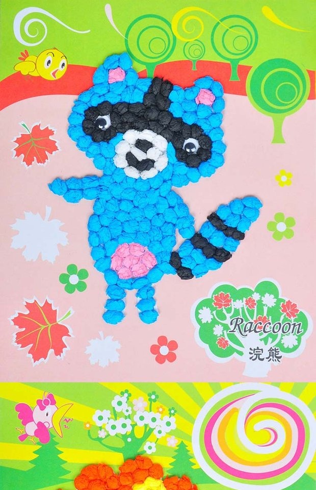 Trẻ em dán giấy crepe handmade mẫu giáo sáng tạo DIY nguyên liệu sản xuất gói vẽ tay đồ chơi giáo dục thế giới đồ chơi