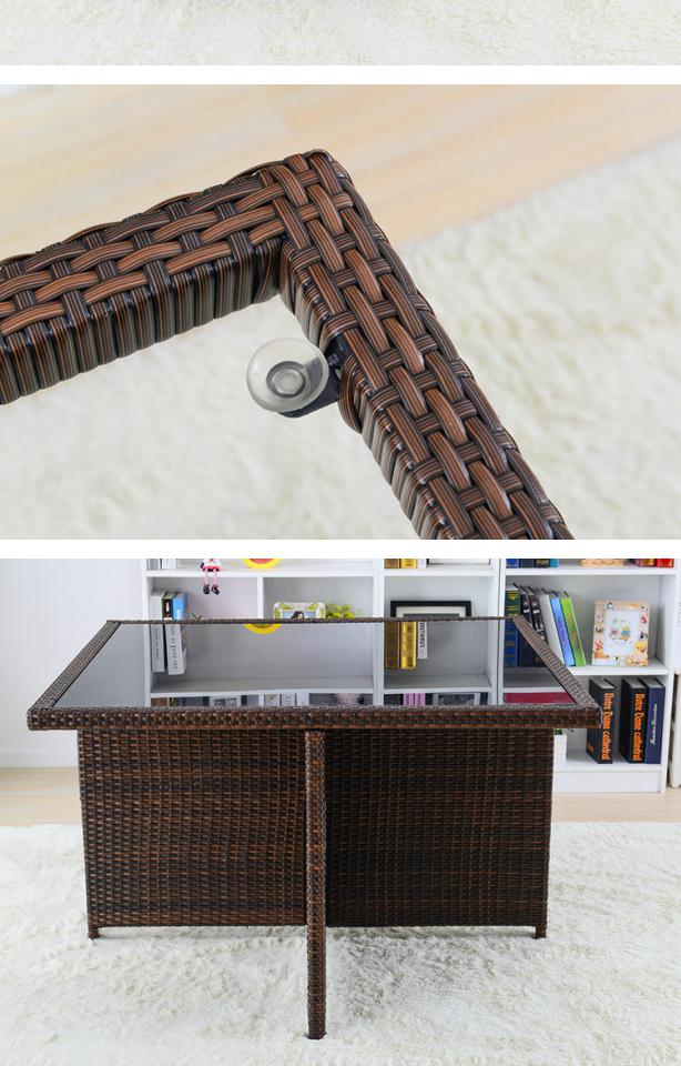 Red Code Wicker Ghế ngoài trời Cafe Ban công Biệt thự Kết hợp ngoài trời Bàn mây và Ghế Nội thất Mây Gửi Đệm - Đồ gỗ ngoài trời bàn ghế dã ngoại