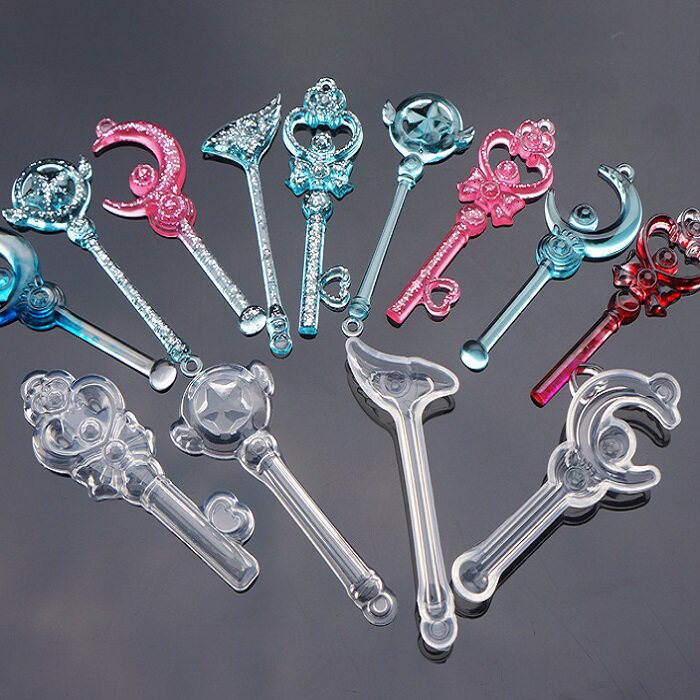 diy crystal drop glue magic wand silicone mold sakura beautiful girl warrior star moon scepter jewelry mold
