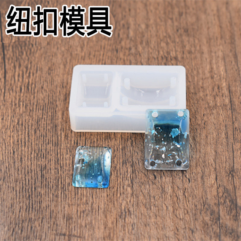 Epoxy button necklace pendant silicone mold DIY handmade jewelry square rectangular model with holes