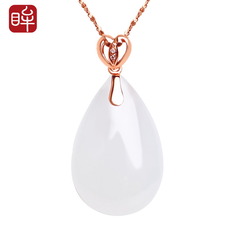 Impression Eye and Tian Yu 18k gold jade cranking lamb white jade necklace girlfriend's birthday present