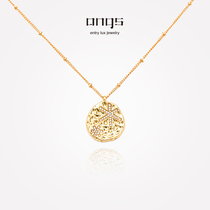 angs well-versed poem Snowflake Gold coin Necklace Pendant Vintage Necklace for Women Irregular round Gilded Original Design Birthday Gift