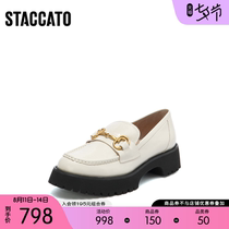 Sigatu 2021 new thick-soled horse collar buckle British style womens shoes dark wind loafers 9UL04AM1