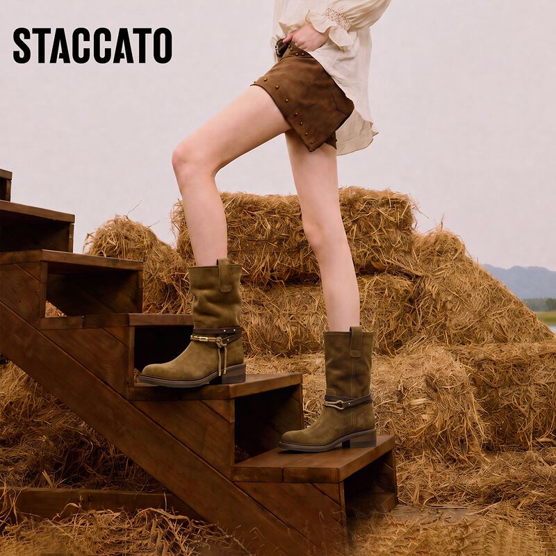 Celebrity-Inspired Scatto 2026 Winter New Collection Wandering Cowboy Mid-Calf Boots Western Cowboy Boots Fashion Boots Women's Boots Celebrity-Inspired Scatto 2026 Winter New Collection Wandering Cowboy Mid-Calf Boots Western Cowboy Boots Fashion Boots Women's Boots