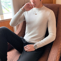 Autumn semi-turtleneck sweater mens new casual sweater mens sweater mens Korean trend slim mens sweater