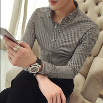Autumn Korean slim casual shirt men Business Professional Men shirt men Youth long sleeve plaid shirt men