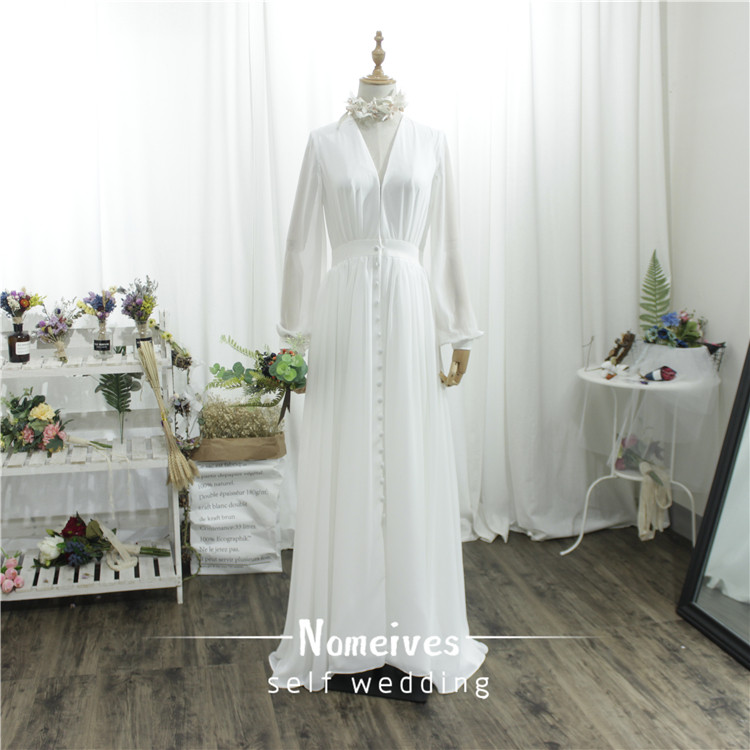 Half summer ]2018 Nomeives New Snow Sleeve Wedding Dress Beach Beach Marina Wedding Dress