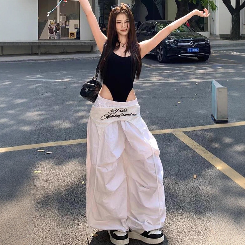 American-Style Spicy Girl Sports Suit for Women, Summer Fashion, Sexy One-Piece Camisole with Straps, Wide-Leg Casual Pants Two-Piece Set