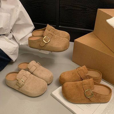 Thick-soled Boken women's 2026 new spring Baotou half-slipper for inner height increase, versatile for outerwear, women's two-in-one slipper