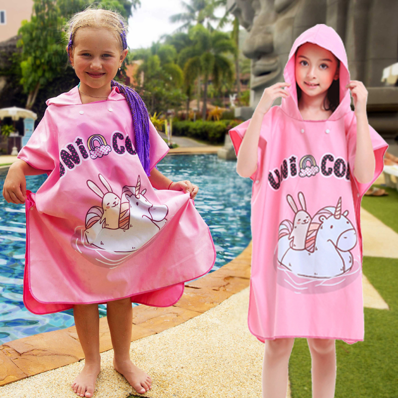 Children's speed dry bathrobes swimming water absorbent towel beach changing cloak cape travel portable bath towels male and female