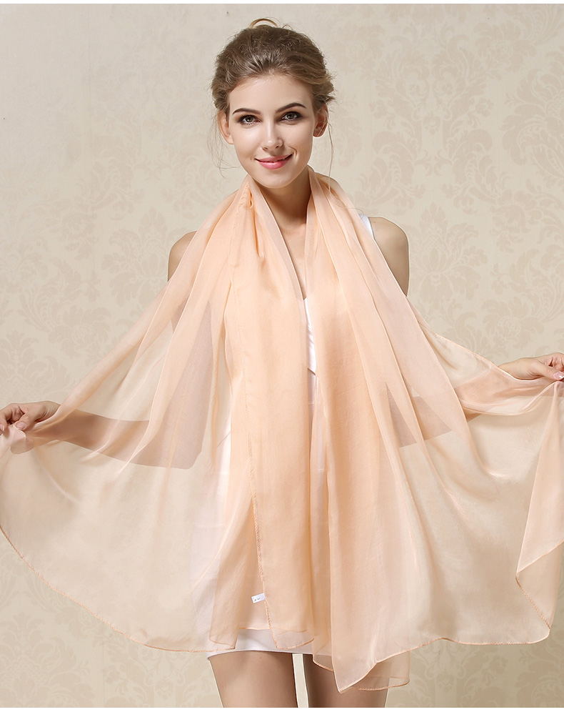 Women's Simple Style Solid Color Silk Silk Scarf Shawl display picture 8