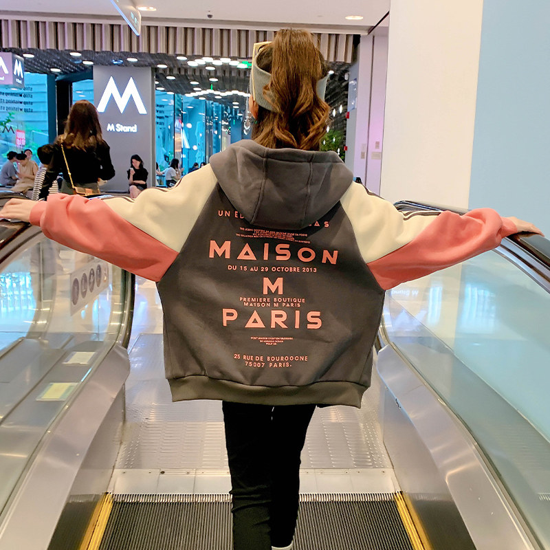 Girls' Coat Spring and Autumn Style Middle and Big Children's Quilted Thickening Children's Velvet Sweater Cardigan Hooded Casual Sports Top