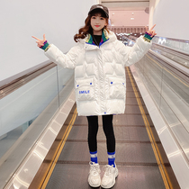 Girls winter coats 2022 new net red middle-aged childrens wash-free down cotton coats childrens winter thick coat tide