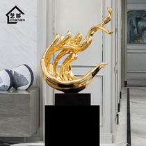 Creative Abstract Sculpture Ornaments Hotel Hall Clubhouse Soft Decor Home Entrance Gate Electroplating Crafts Decorations