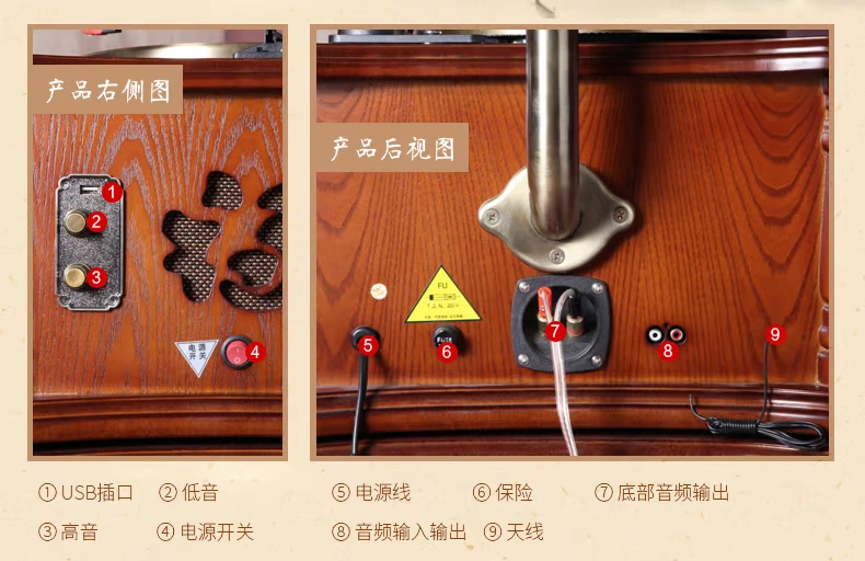 Máy ghi âm vinyl cổ điển nổi tiếng retro máy ghi âm loa lớn phòng khách âm thanh hộ gia đình ghi âm Bluetooth - Máy hát