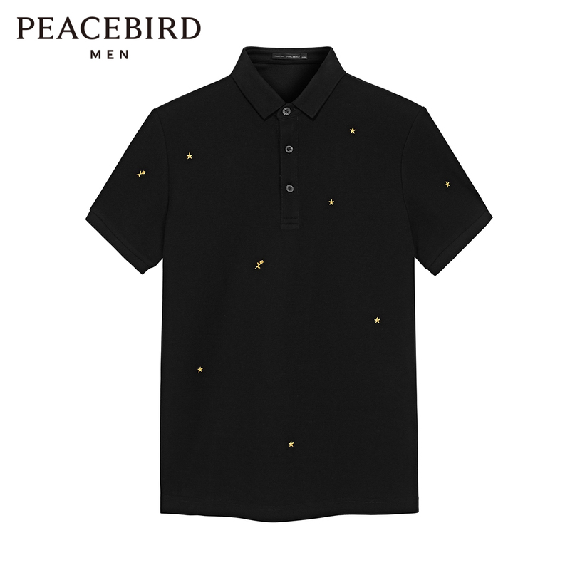 Peacebird Men's Polo Shirt Trendy Brand Short-Sleeve New Style Gentleman Business Casual Embroidered Half-Sleeve Slim Fit Polo Shirt