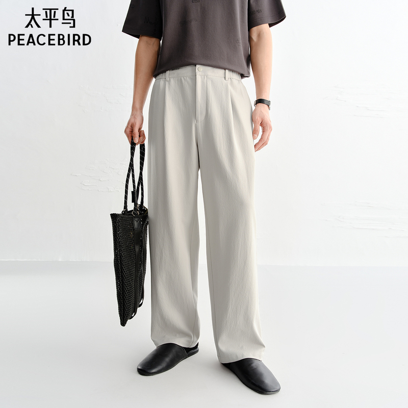 Peacebird Men's Casual Pants 26 Summer New Style Textured Sports Stretch Long Pants Straight-Leg Versatile Sweatpants Trendy