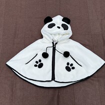 Double layer panda hooded shawl cloak for children and girls parent-child clothing warm plush cloak Chengdu Panda Base