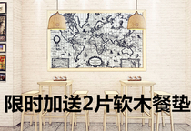 World map Cork board Zakka Framed Vintage color patch Photo wall Message board Home decoration