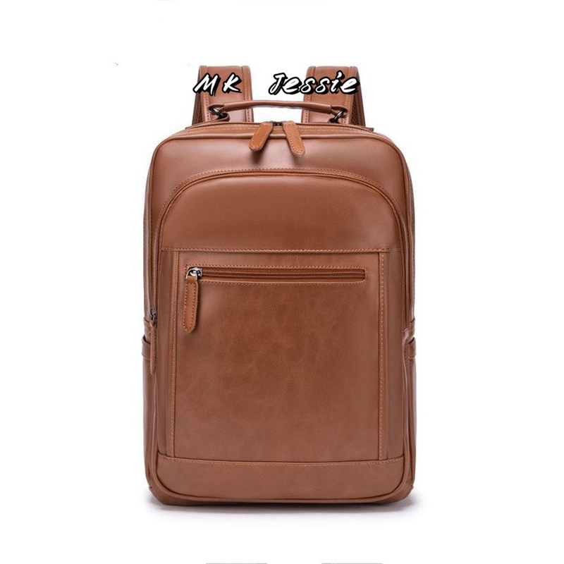 American Mk Jessie Genuine Leather Backpack for Men and Women, Multifunctional Travel 16inch Business Trip Computer Backpack