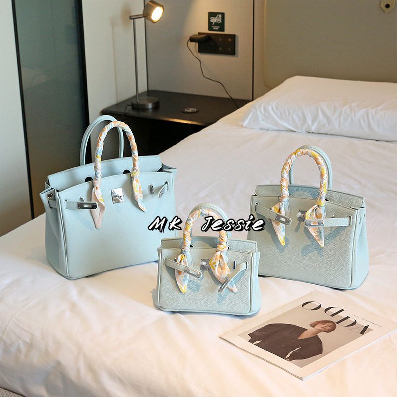 American Mk Jessie Genuine Leather Women's Bag Lychee Pattern Platinum Bag Shoulder Crossbody Bag Kelly Bag Pet Bag