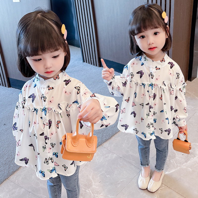 Girls' clothes, baby shirts, children's shirts, Western style, fashionable spring clothes, 2022 new Korean version, children's spring and autumn cotton tops
