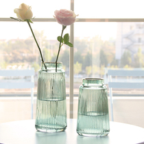 Nordic glass vase Transparent creative living room ornaments Flower arrangement Lily Rose Bamboo flowers Decorative flower vase