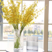 Nordic glass vase transparent creative home decoration Living room dining table flower arrangement Lily rich bamboo dried flowers Flowers
