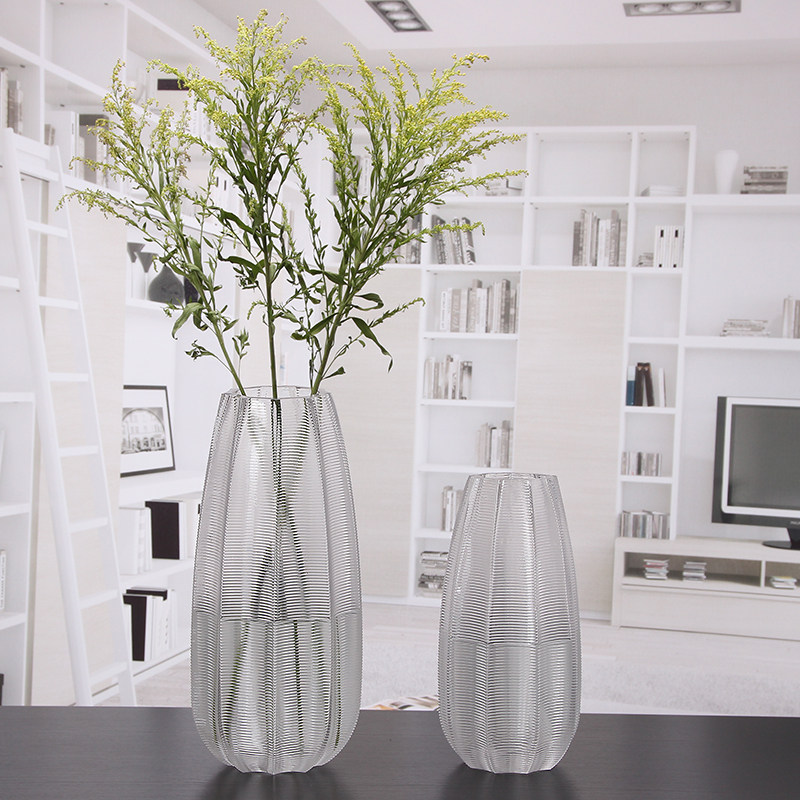 Simple modern creative glass vase Transparent large hydroponic bamboo vase Household living room ornaments flower arrangement