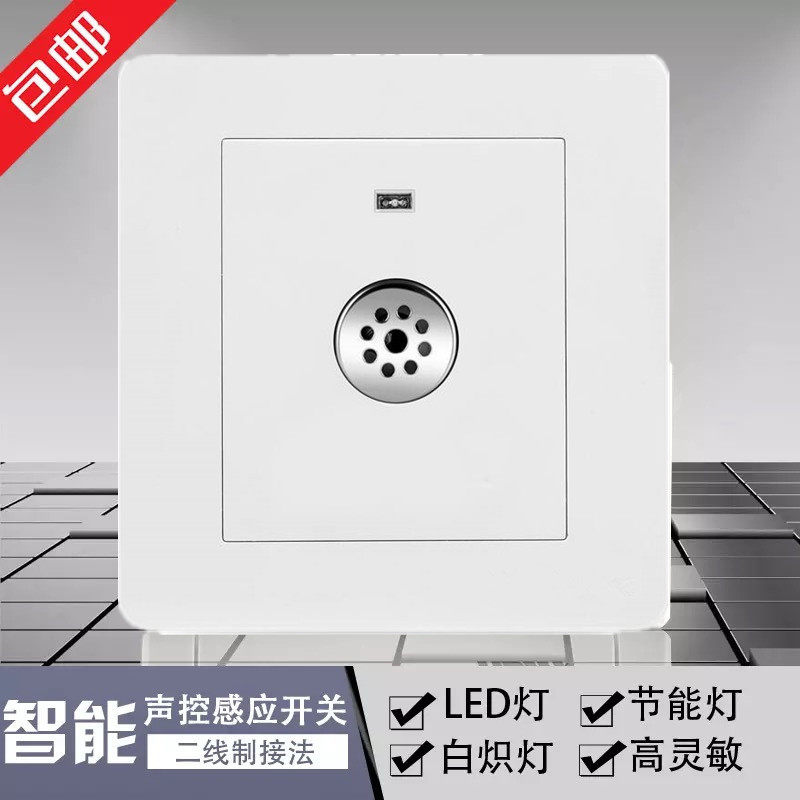 86 type sound and light control switch time-lapse sound control switch building Road sensor switch floor energy-saving lamp LED light 220V