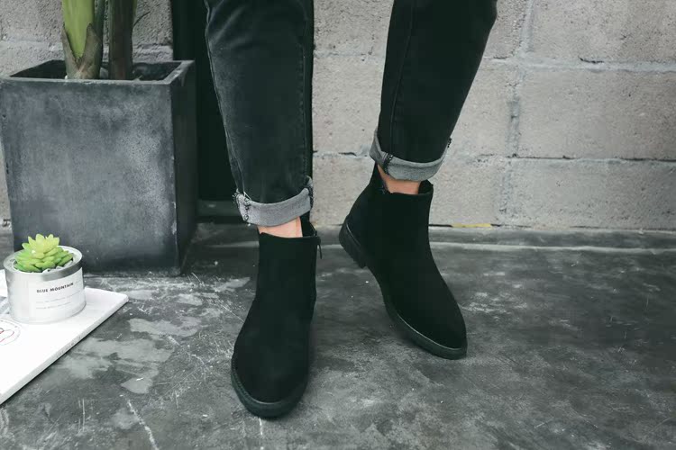 Mùa đông nhọn Martin ủng nam dây kéo nam xu hướng gió Anh thanh niên khởi động giày da tăng giày cao giầy anta