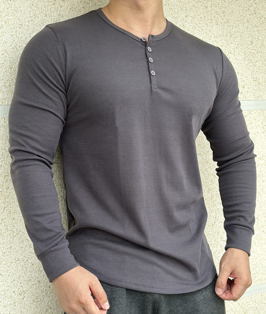 Muscular Henry collar American versatile long-sleeved stretch sweater stretch cotton moisture-wicking quick-drying sweatshirt is comfortable and handsome