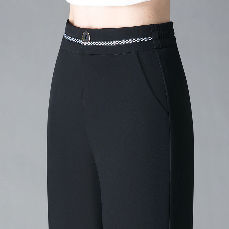 Narrow Wide-Leg Pants for Women, Thin and Slimming with Drape, 2026 Summer New Straight-Leg Casual Pants, Black Chiffon Long Pants