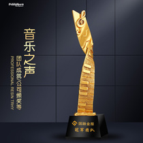 Good Sound Gold Plated Resin Crystal Music Trophy Custom Set Up Annual Meeting Employee Basketball Football Match Prize