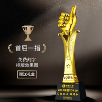 New resin trophy gold-plated metal Trophy five-pointed star trophy custom crystal trophy custom lettering